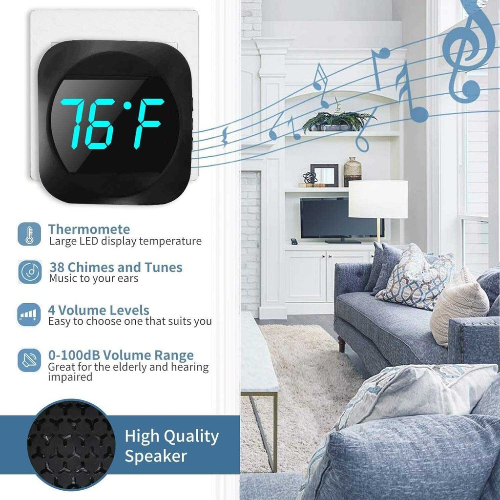 Aigostar Waterproof Portable Wireless Bell Set, Doorbell Kit, LED Flashing, 36 Melodies - View #11