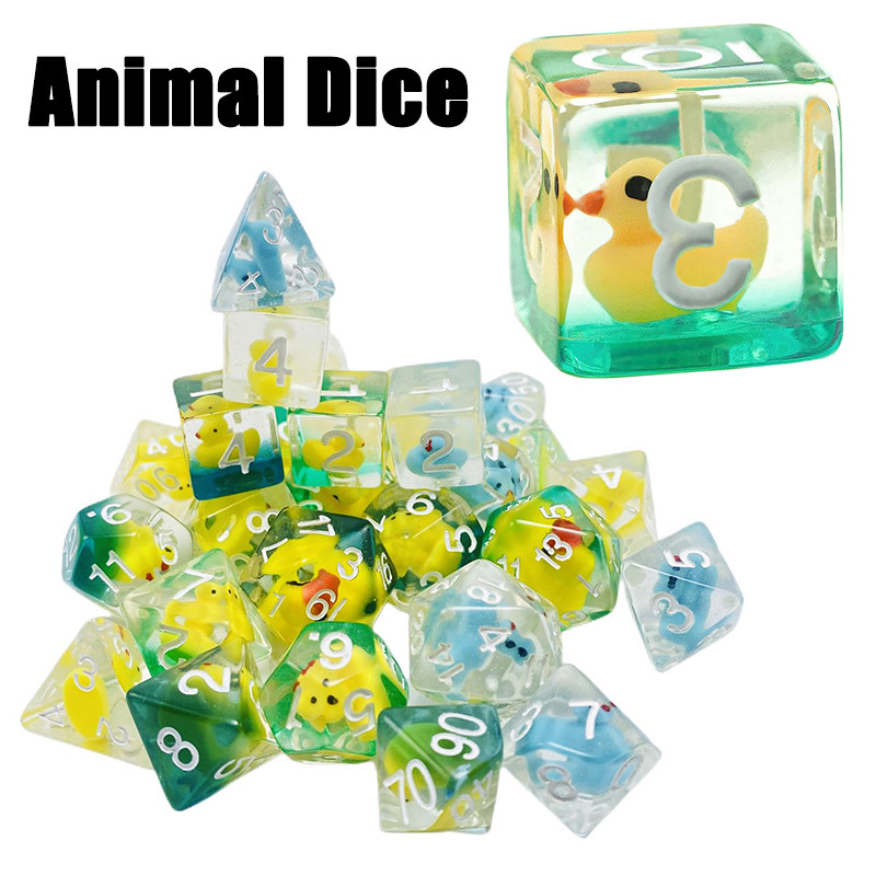 Jual New DND Upscale 7Pcs Resin Dice Set Polyhedral Inline Animal D4 D6 ...