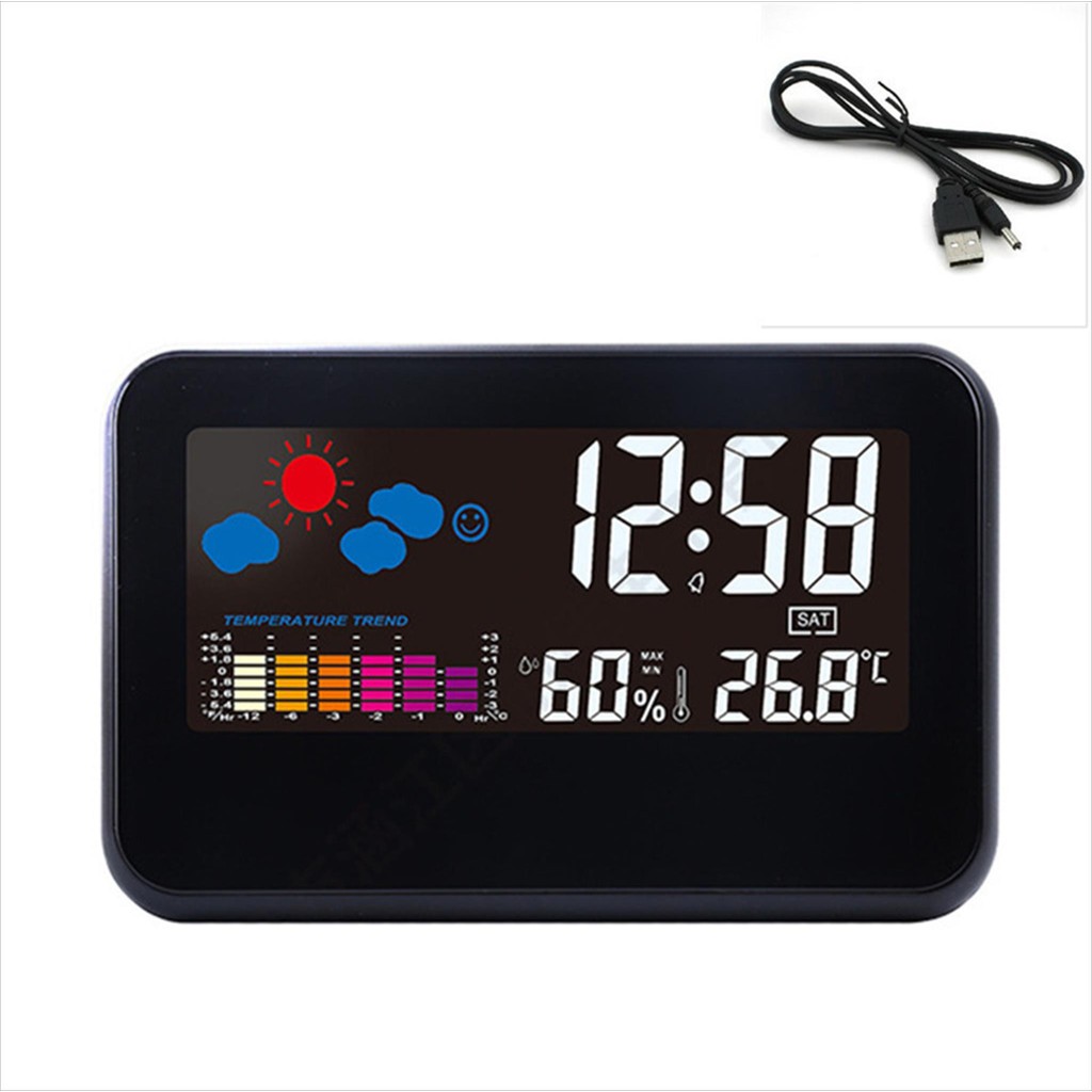 Jual Jam Meja Digital Modern 2618T – Color Screen, Kalender, Alarm ...
