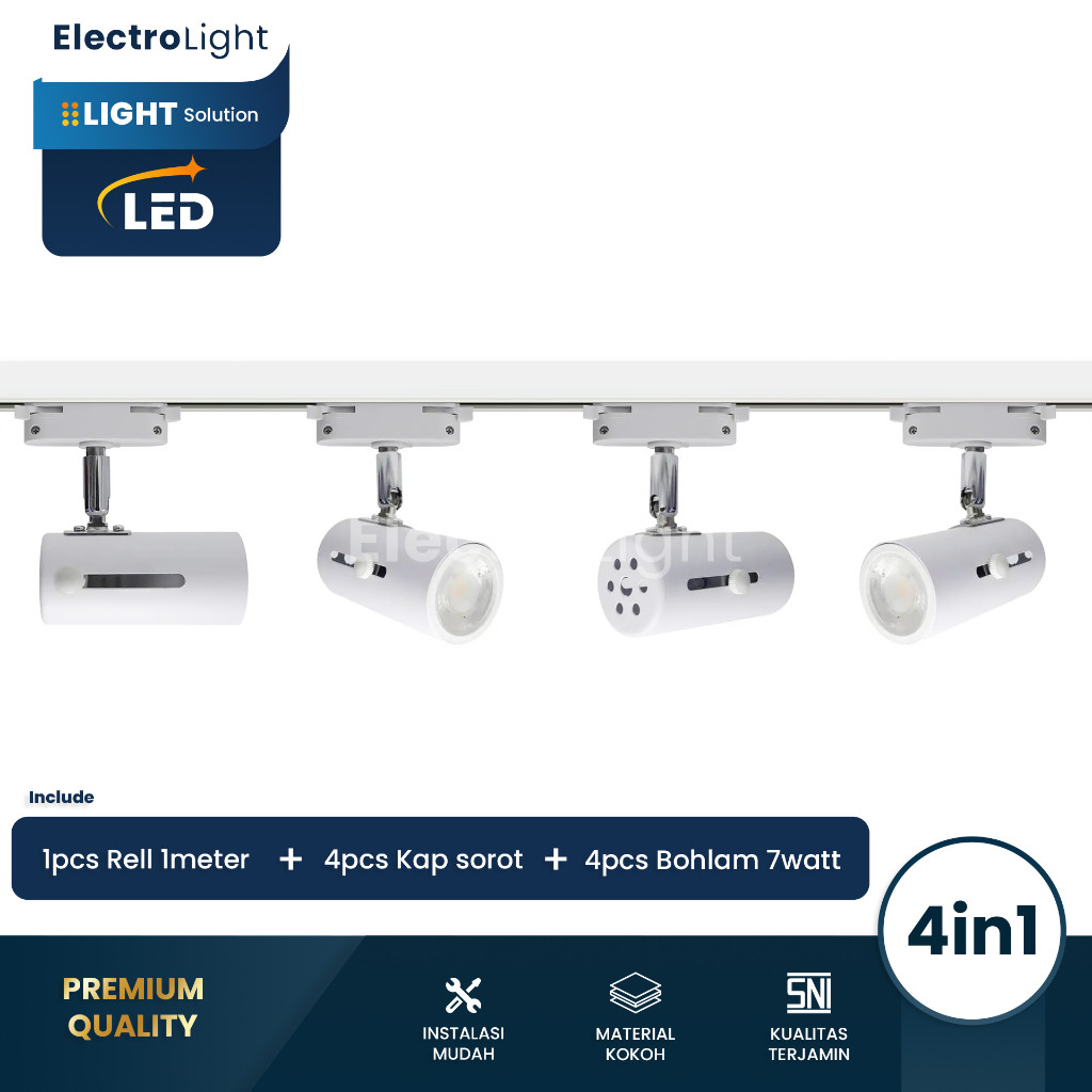 Jual Lampu sorot rell 4 in 1 spotlight isi 4 lampu tracklight LED ...