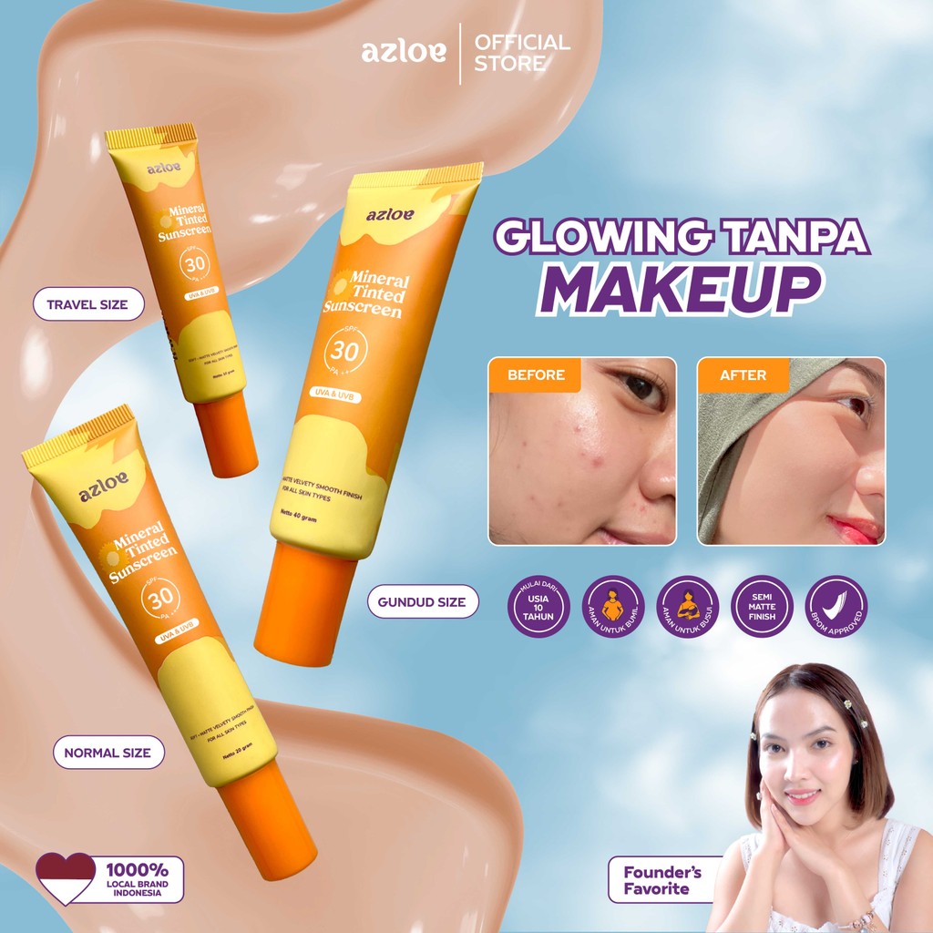 Jual [NEW SIZE!] AZLOE TINTED SUNSCREEN HYBRID KULIT BERMINYAK ...