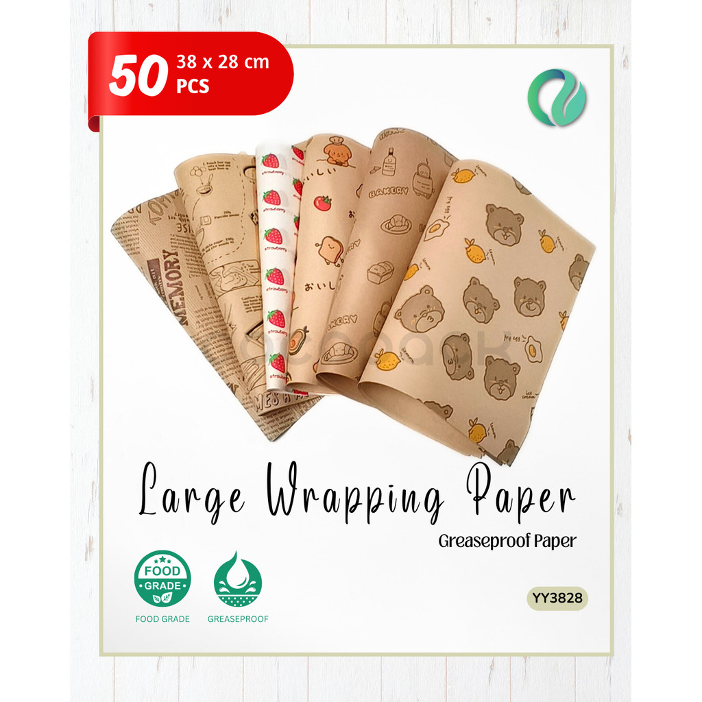 Jual 50 PCS Non-Stick Food Grade Large Wrapping Paper Kertas Roti Motif ...