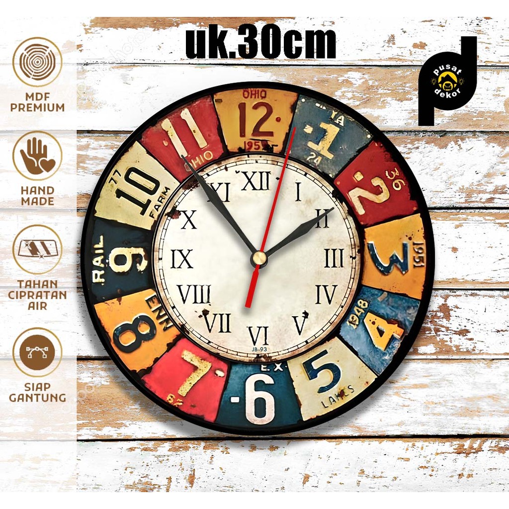 Jam Dinding Vintage unik - Jam dinding Klasik Wall Decor Aesthetic untuk Rumah & Kamar
