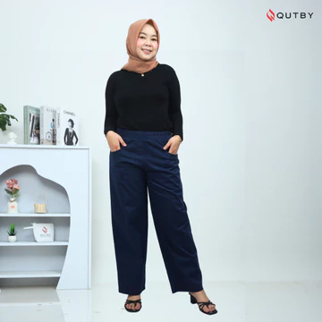 QUTBY Celana Kulot Wanita Korean Long Pants Bahan Tebal Dan Halus