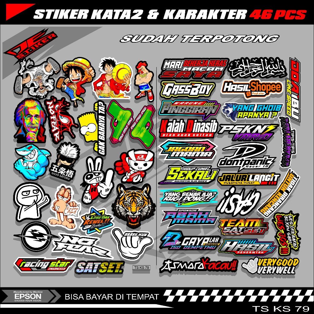 Jual Sticker Stiker Kata kata dan Karakter 46 PCS keren bahan hologram ...