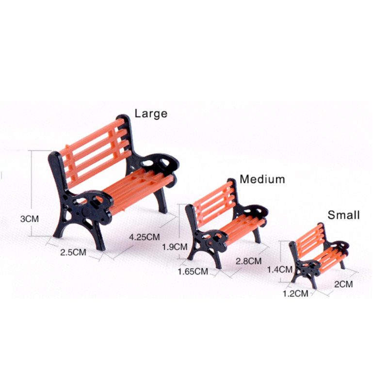 Jual 10Pcs Model Park Bench Mini Garden Ornament Miniature Park Bench ...