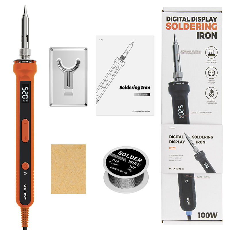 Silverflo 100W LCD Digital Soldering Iron – Adjustable Temp Welding Gun 110V (928D-I)