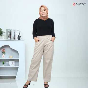 QUTBY Celana Kulot Wanita Korean Long Pants Bahan Tebal Dan Halus