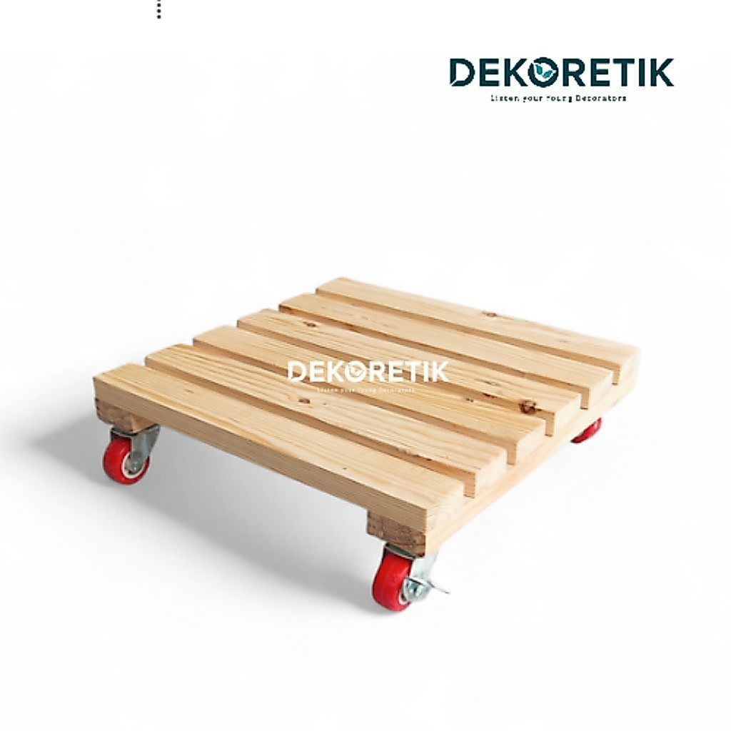 Papan Trolly Kayu jatibelanda / Troli roda Tatakan Galon Gas Pot / Troly Alas Kayu Serbaguna Multifungsi