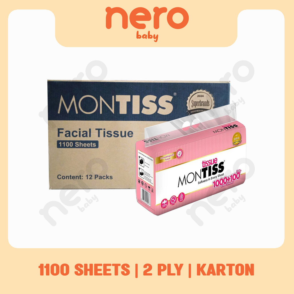 Jual 12 x 1100 SHEETS MONTISS FACIAL TISSUE - KARTON | Shopee Indonesia