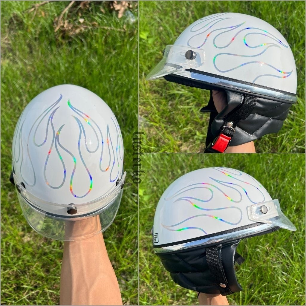 Jual Helm Chips Retro Classic Motif Api Hologram.free topi/pet(bisa req ...