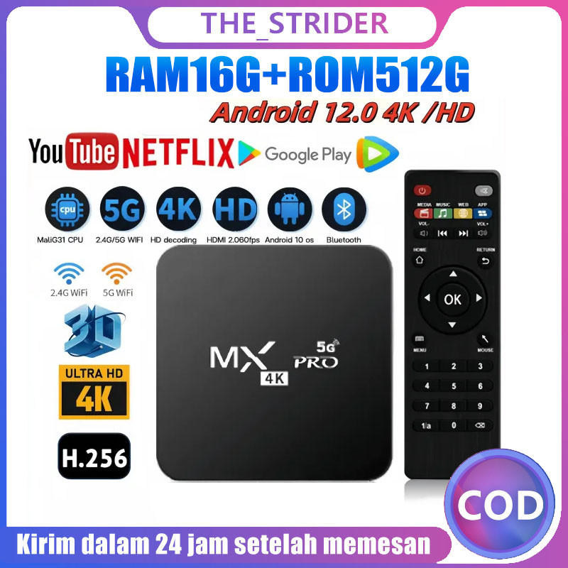 <Garansi 1 tahun>2026 Latest Android TV BOX XQ-Pro 4K 16+512GB Smart TV Box Media Player Netflix Global English Version
