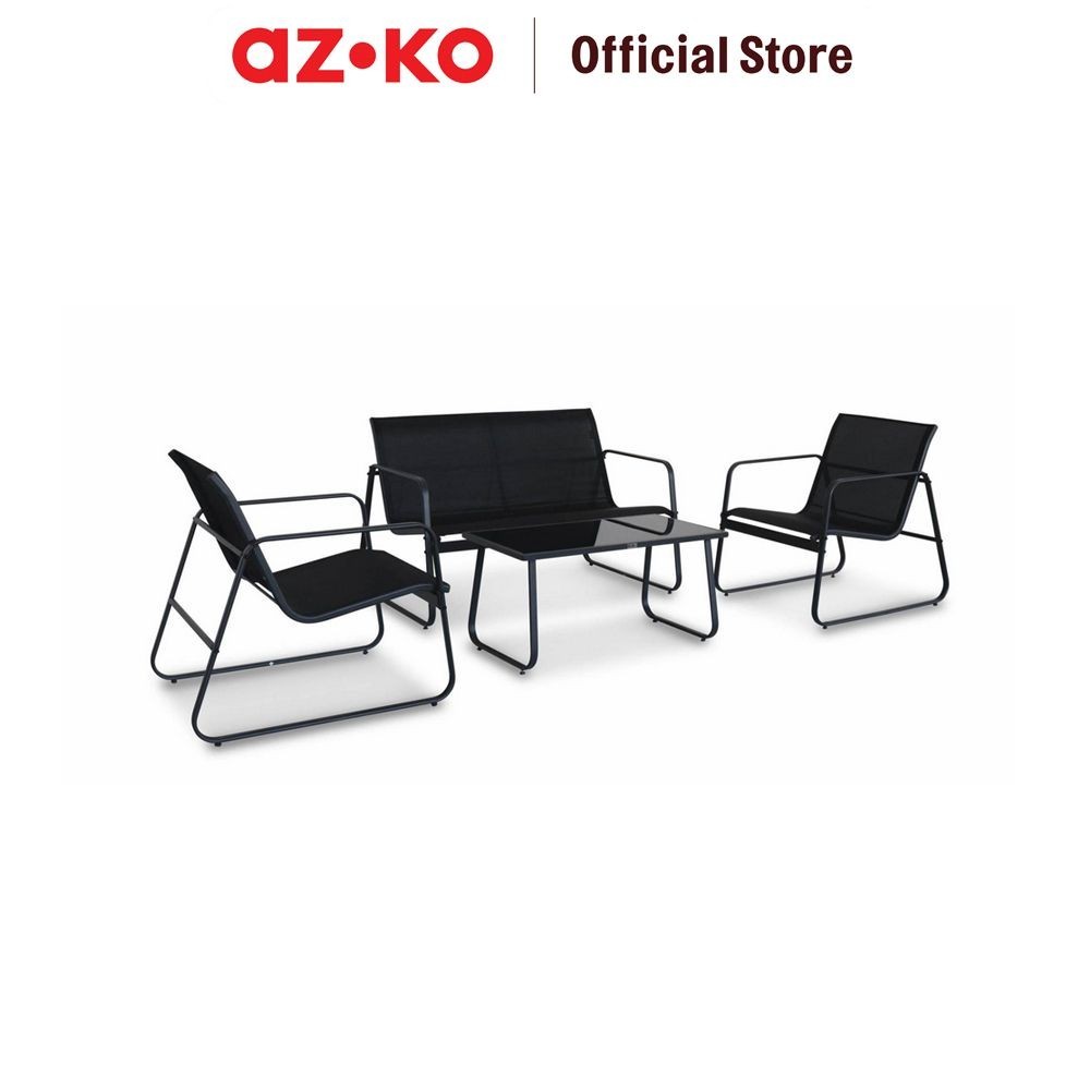 Jual AZKO Soleil Set 4 Pcs Kursi & Meja Teras Textiline - Hitam Bangku ...