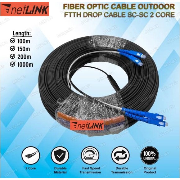 Jual NETLINK Kabel Precon FO Fiber Optic 2 Core SC UPC Outdoor Dropcore ...