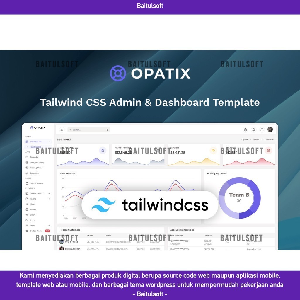 Jual WEB TEMPLATE TAILWIND CSS 3 ADMIN & UI KIT TEMPLATE - OPATIX D2386 ...
