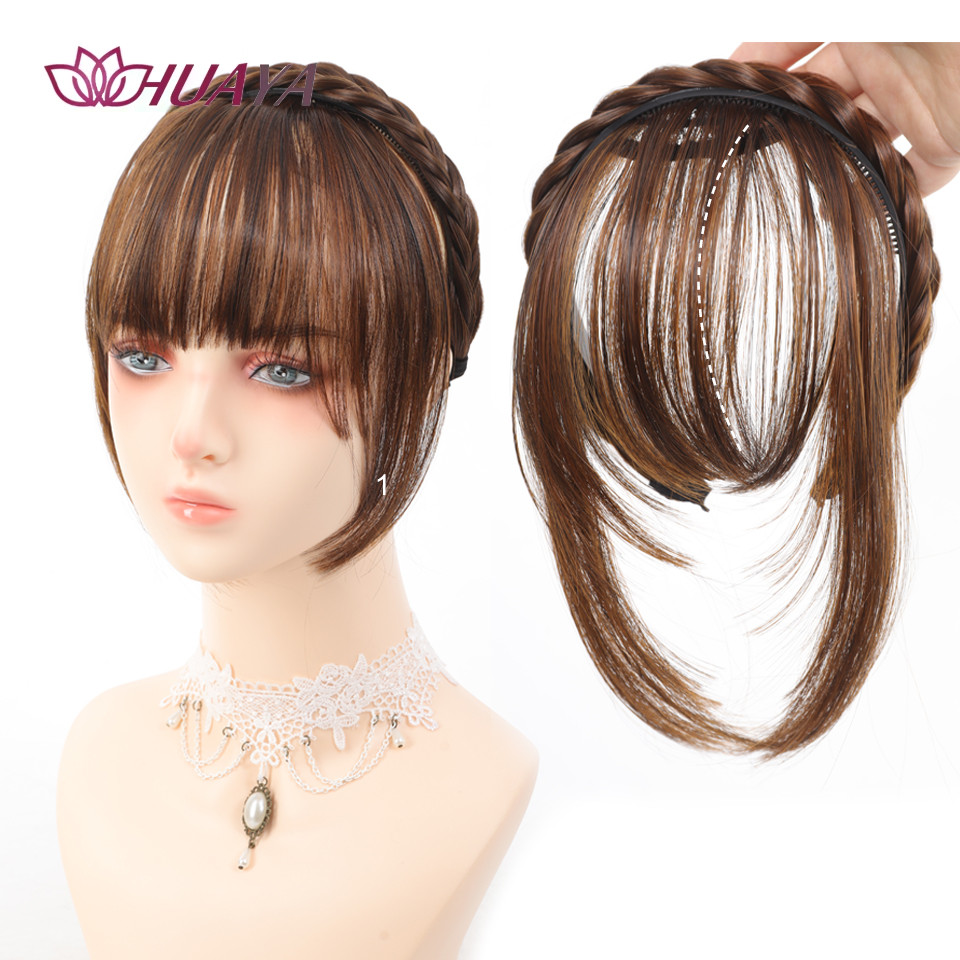 Jual Synthetic Headband Bangs Extension Fake Hair Blunt Fringe Long ...