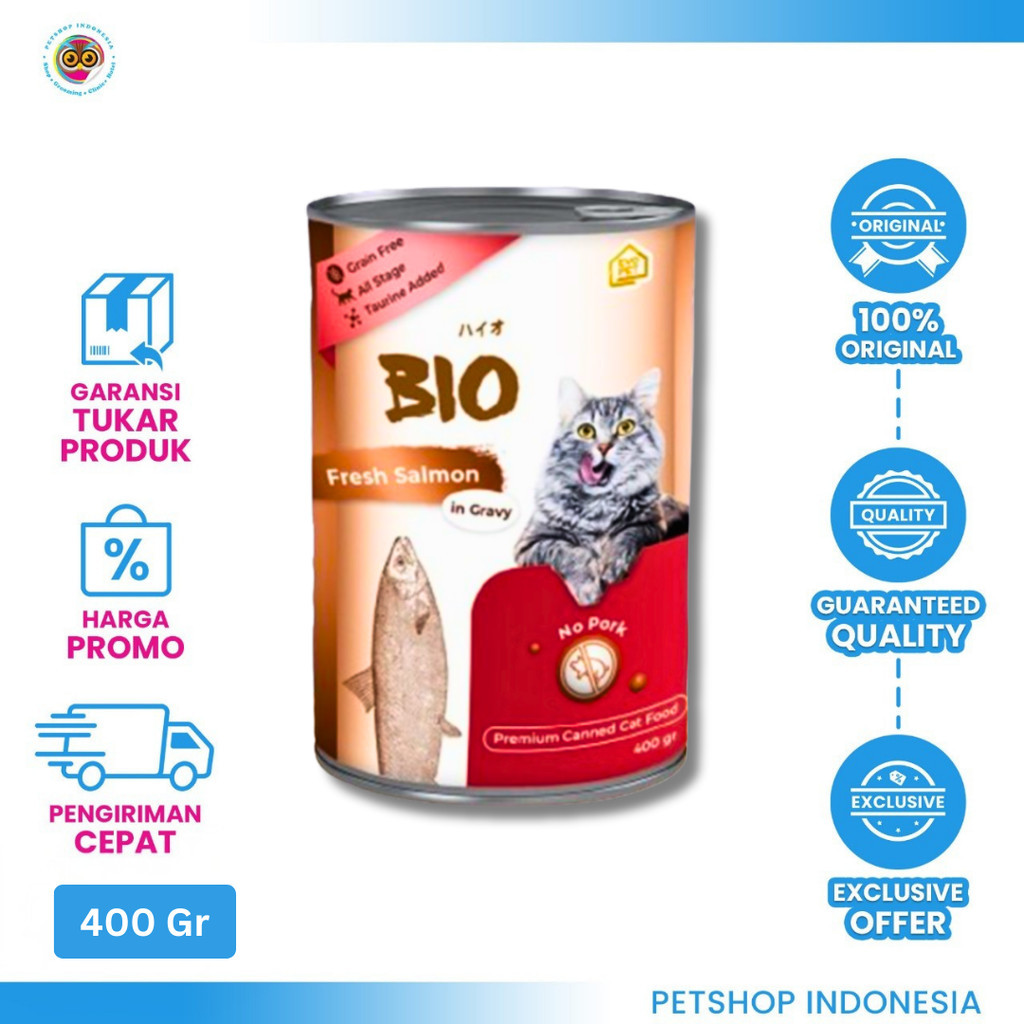 Jual BIO Cat Kaleng Salmon 400g - Makanan Basah Kucing | Shopee Indonesia