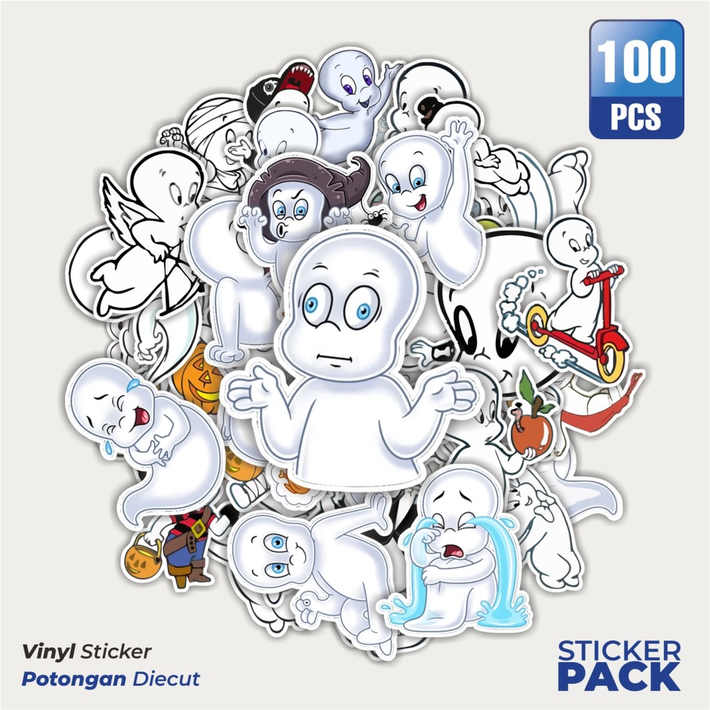 Jual MURAH 100 PCS Stiker Kartun Casper Waterproof Aesthetic- Untuk ...