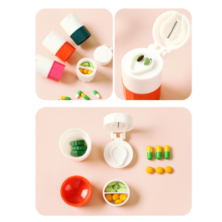 Jual 6449 Penggerus Obat Praktif 4 in 1 / Tempat Penyimpanan Pil Motif ...