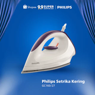 Philips Setrika Kering Afinia GC160/27 Putih Ungu - Setrika Terbaik Paling Canggih, Strika Philips Tapak DynaGlide