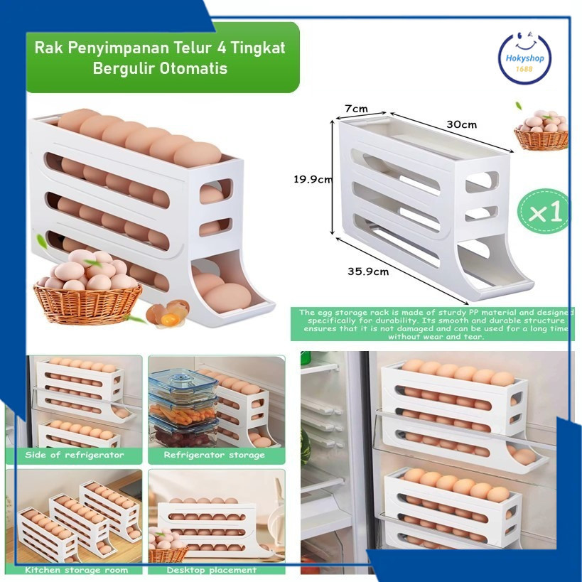 Jual HKS grosir Rak Penyimpanan Telur Bergulir 4 Tingkat Otomatis Rak ...