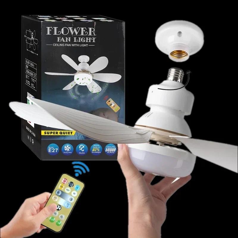 Jual New E27 Modern Smart Wireless Fans Silent Ceiling Fan LED with ...