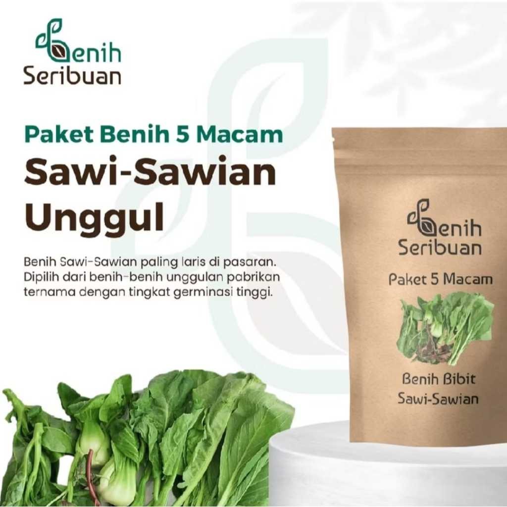 Bibit Sayuran Paket 5 Macam Benih Sawi Sawian Sayuran Unggul Sawi Caisim Pakcoy Pahit Kailan Pagoda