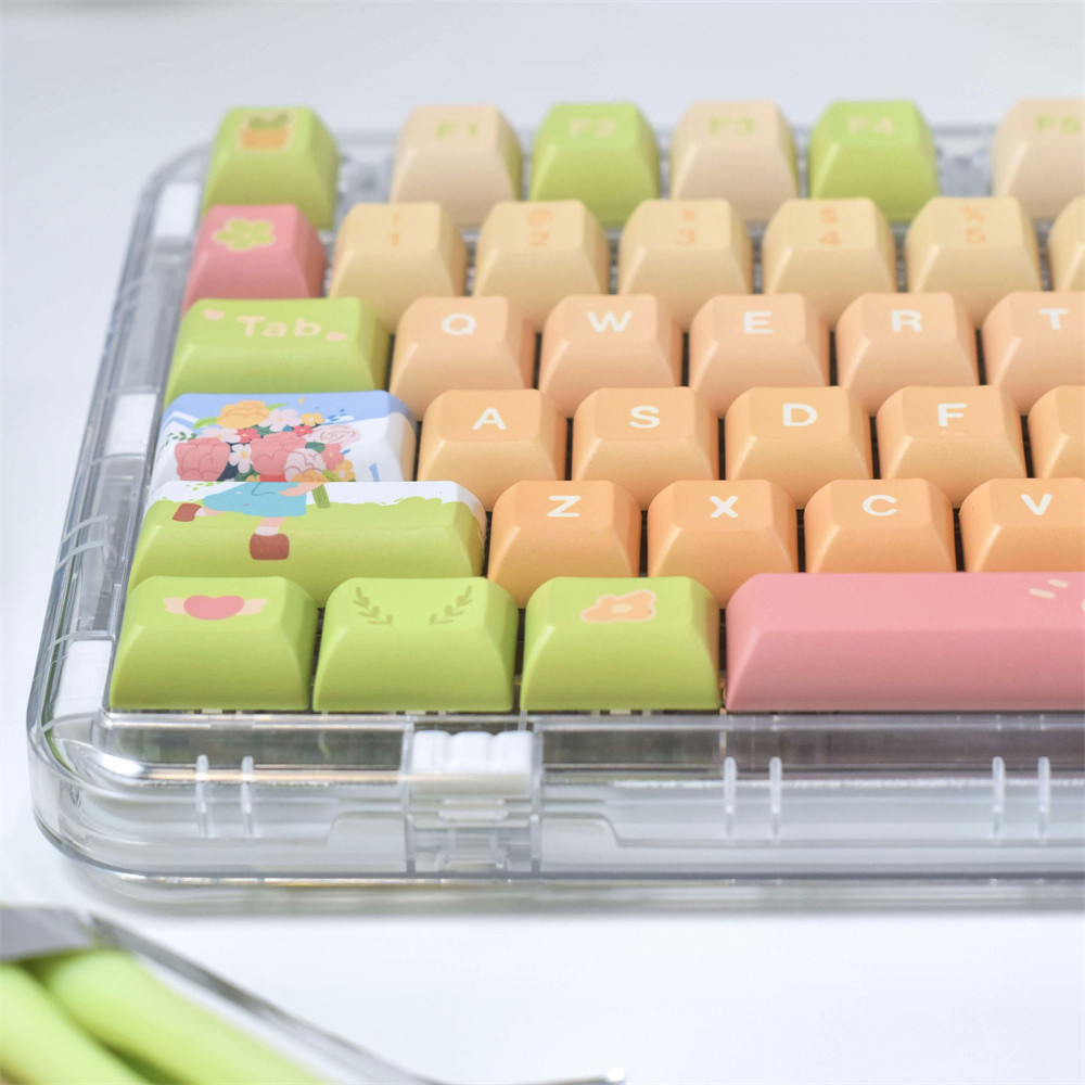 Jual PBT Keycap Flowers Clusters 142 Keys KCA Profile DYE Subbed ANSI ...