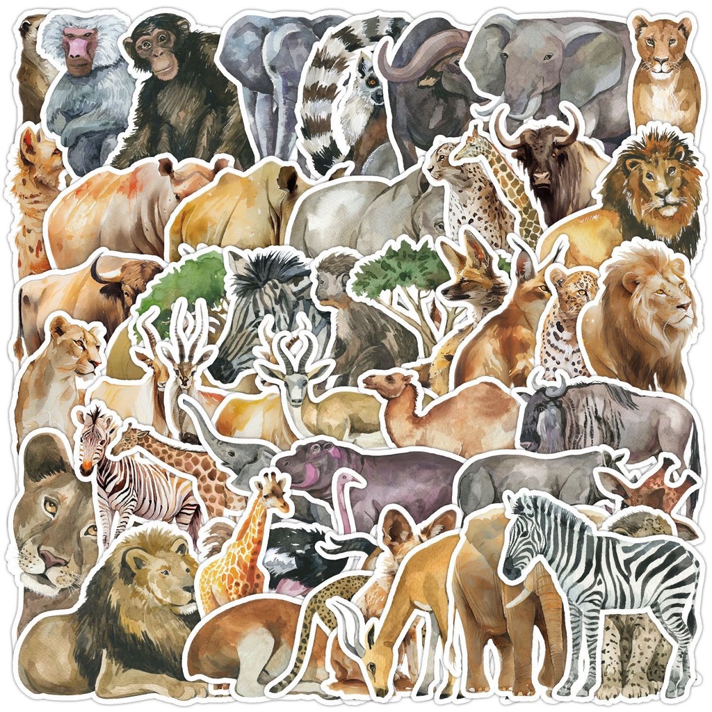 Jual 10/30/50pcs Cartoon Zoo Wild Animals Stickers Aesthetic Y Toy ...