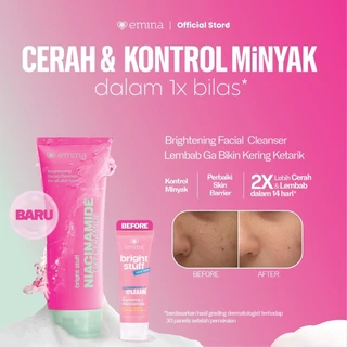 NEW! Emina Niacinamide Oxy Ceramide Brightening Face Wash 50ml 100ml - Sabun Muka Cerah, Glowing, Perbaiki Skin Barrier, Mengontrol Minyak Sebum, Lembab Tanpa Ketarik, Anti Kusam, Cocok untuk semua jenis kulit - Bright Stuff