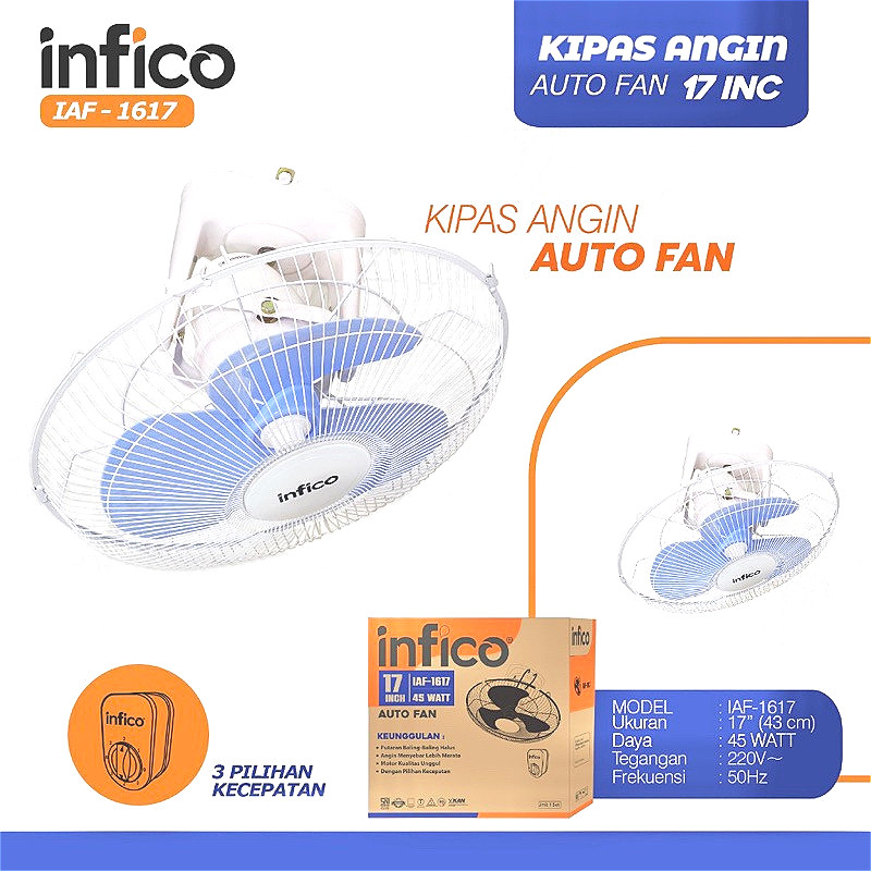 Jual INFICO Autofan Orbit IAF 1617 17inch Auto Fan Kipas Angin Gantung ...