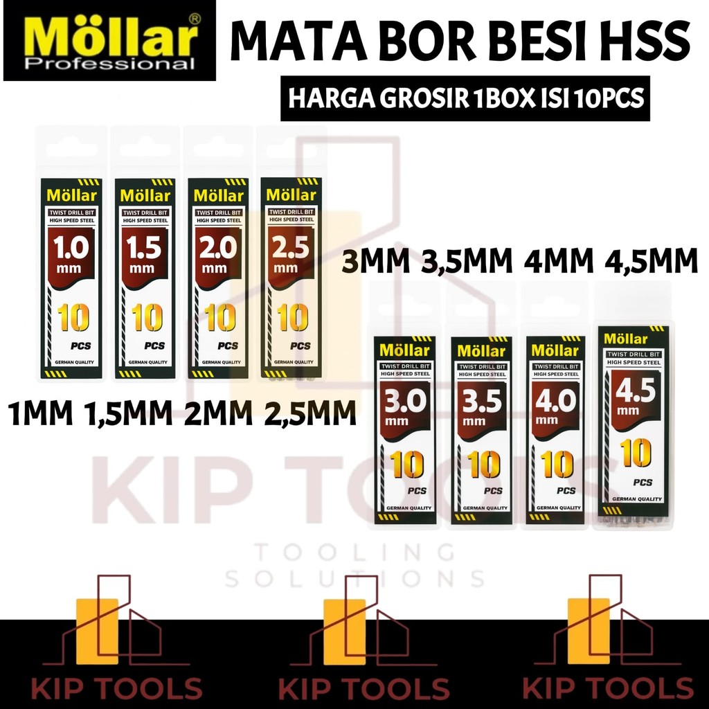 Jual MOLLAR - GROSIR 1KOTAK 10PCS Mata Bor Besi HSS Putih Mollar 1mm 1 ...