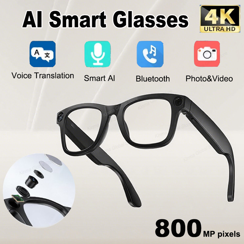 Lunettes Connectées AI ChatGPT - Traducteur Bluetooth - Écouteurs Intégrés