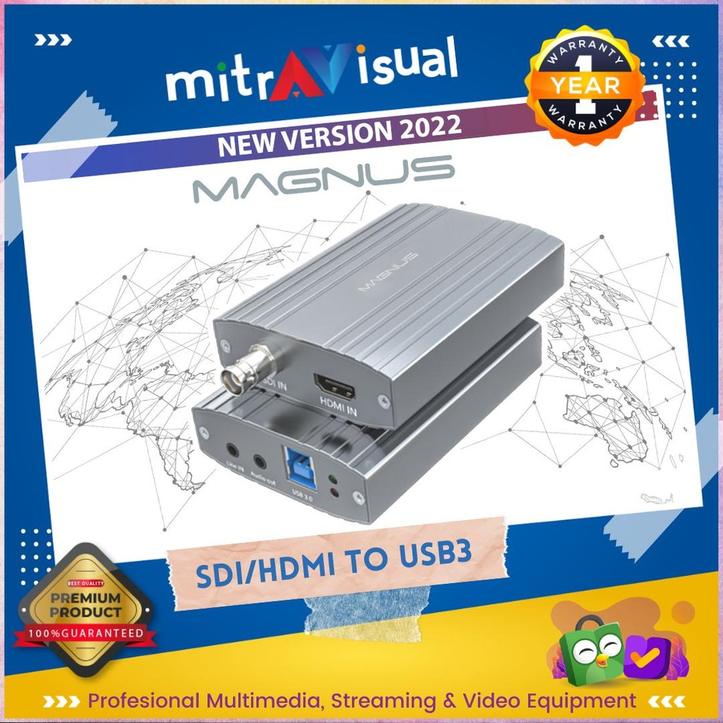 Jual MAGNUS USB3.0 SDI/HDMI Capture High Qiuality support VMIX OBS ZOOM ...