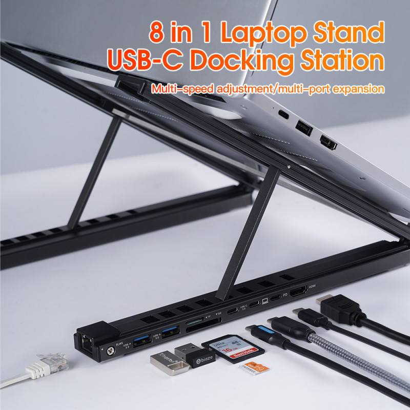 Jual 8-in-1 Aluminum Docking Station & Laptop Stand with USB-C/Hub/HDMI ...