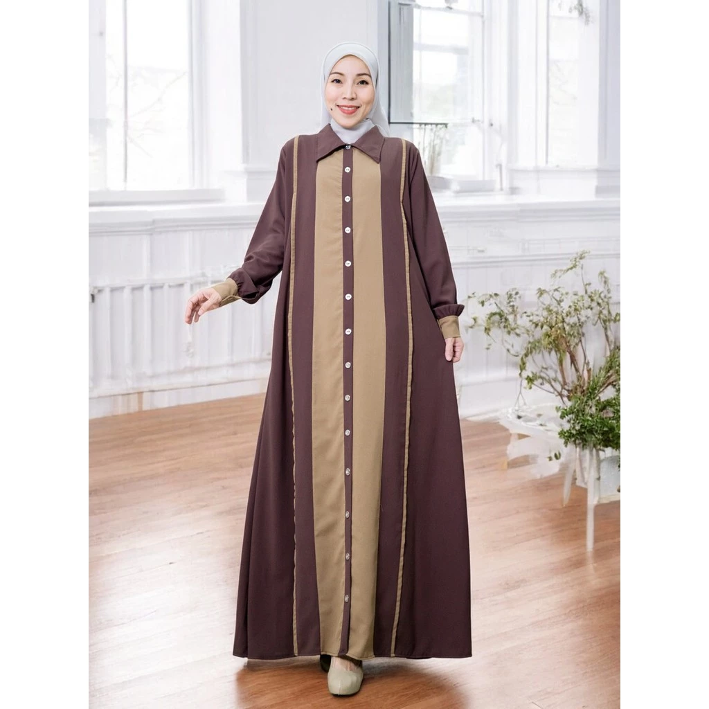 Detail warna dan bahan Naswa Dress gamis casual