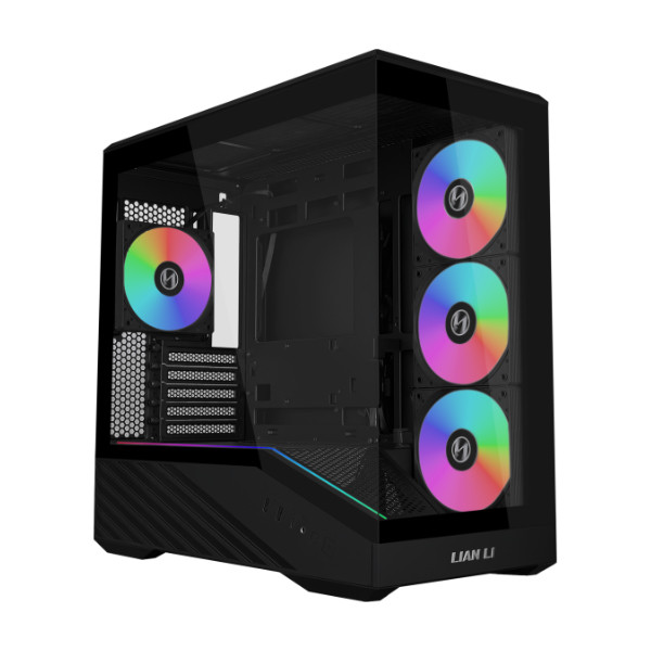 Casing Lianli Lian Li VECTOR V100R V-100 MINI Black - PC Komputer Gaming Mini Tower Micro mATX M-ATX Case - 4 Fan 120mm ARGB - Tempered GLASS