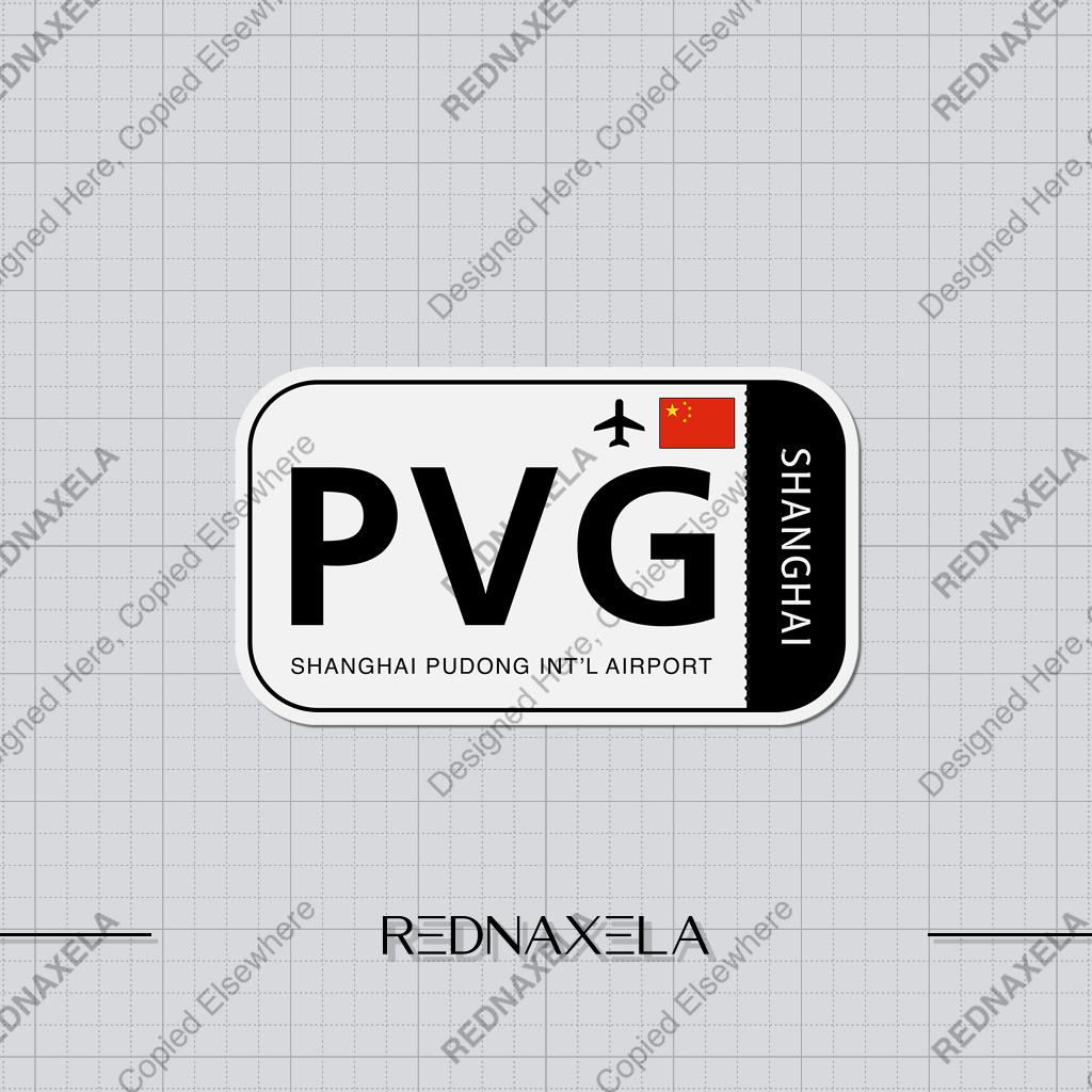 Jual Stiker Vinyl Shanghai Pudong International Airport Code PVG Sign ...