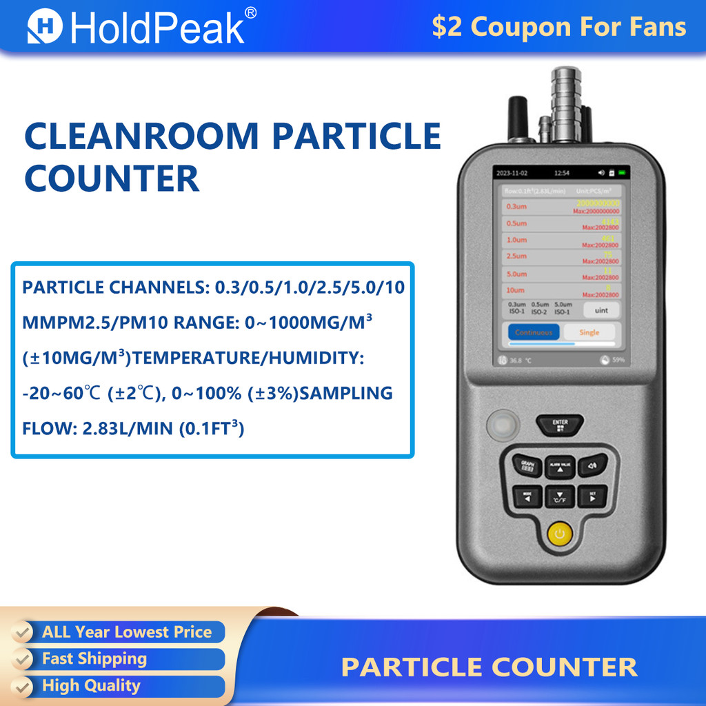 Jual Particle Counter for Cleanroom, 6-Channel Dust Analyzer with PM2.5 ...