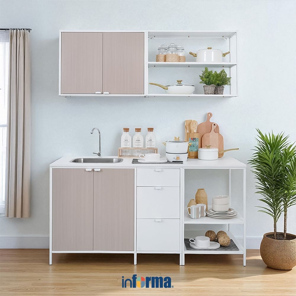 Jual Informa Loris Kitchen Set Metal - Putih Beech Lemari Kabinet Dapur ...
