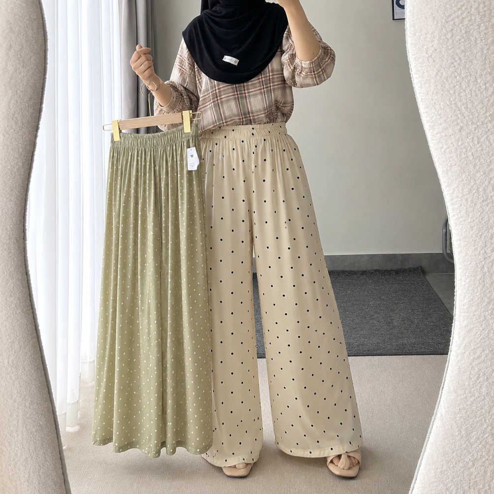 Kulot Hommy Rayon Motif Basic - Celana Polka Daily Outfit