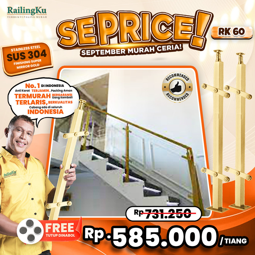 Jual Railing Tangga Stainless Gold Edition Tiang Railingku [SEPRICE ...