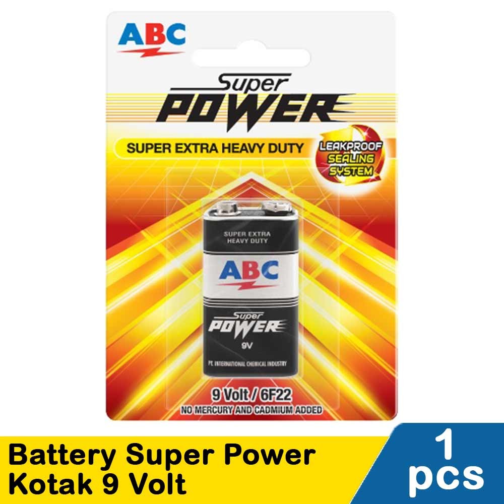 Jual ABC BATTERY SUPER POWER KOTAK 9 VOLT | Shopee Indonesia