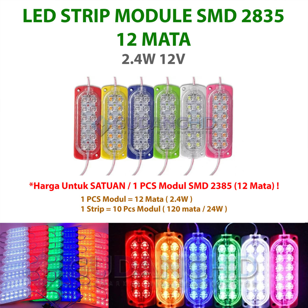 Jual Lampu LED Strip Modul Module SMD 2835 12 Mata 2.4W 12V IP67 ...