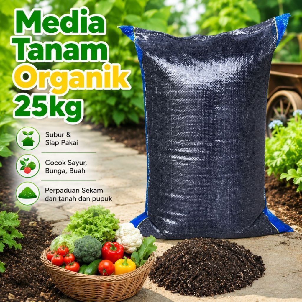 Media Tanam Organik 25kg | Subur & Siap Pakai | Cocok Sayur, Bunga, Buah UD MULUR PINTARA