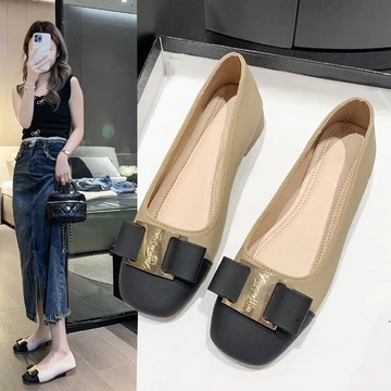 Meirong Sepatu Flat Shoes Putih Korean Style Wanita Import Empuk Flat Shoes Kerja 2026 35 40