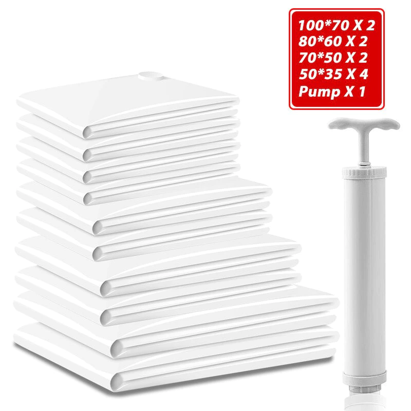 TaffPACK Kantong Plastik Pakaian Vacuum Bag 10PCS with Hand Pump - SN11