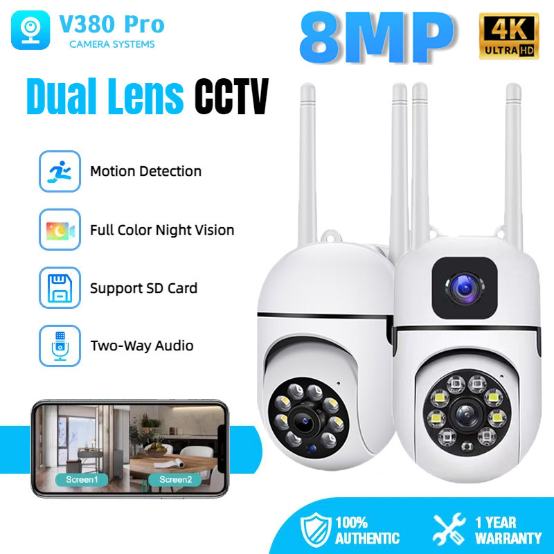Jual CCTV Kamera Dual camera 8MP 1080P v380 pro IP66 Dual Lens Outdoor ...
