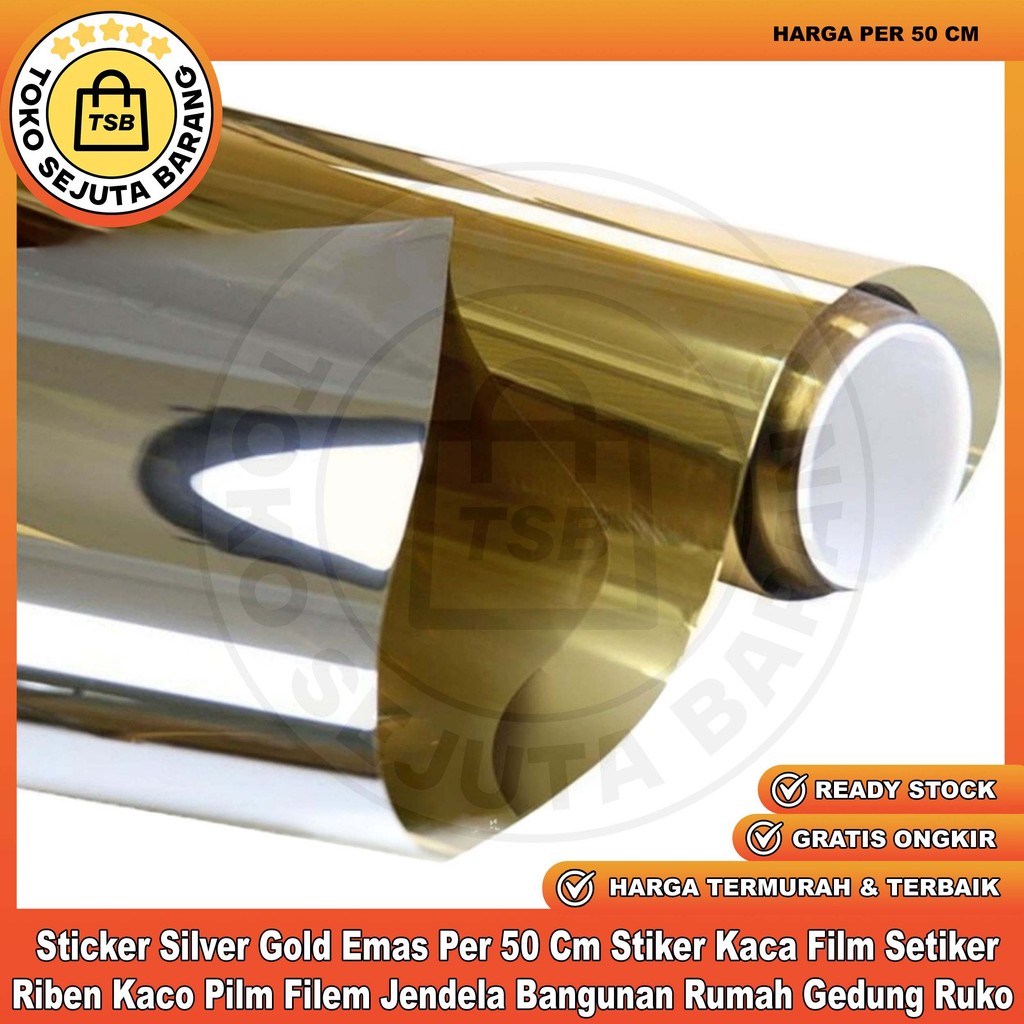 Jual Stiker Film Silver Riben Gold Sticker Kaca Emas Per 50 Cm Setiker ...