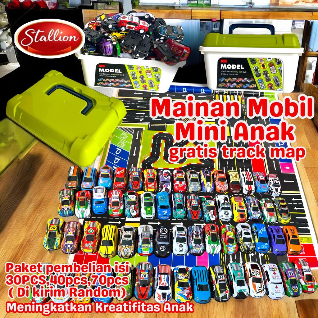 Jual Mainan Box Set Mobil Mini Free Track Map Pullback Mix Colorfull ...